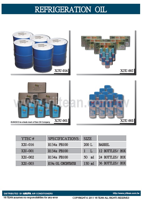 Refrigeraion Oil
Key Features
SUNOCO Refrigeration oil